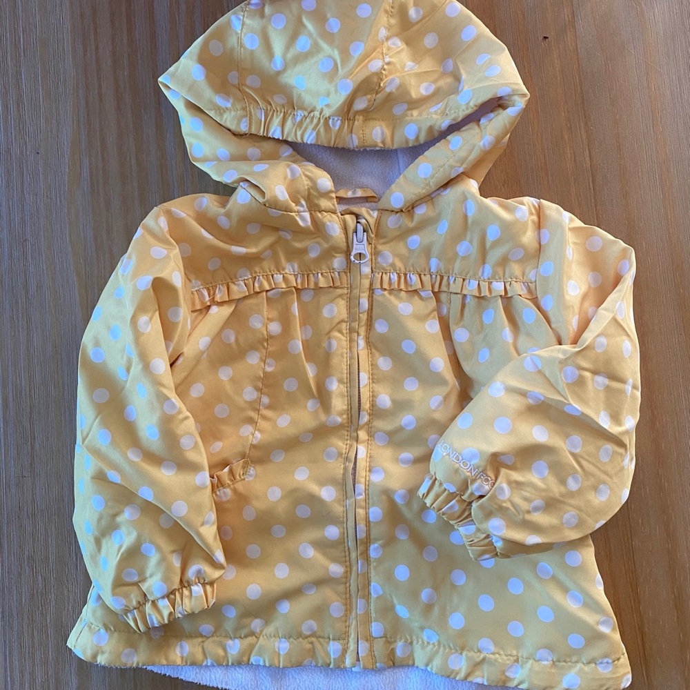 💛 5/$25 London Fog Yellow Polka Dot Rain Jacket